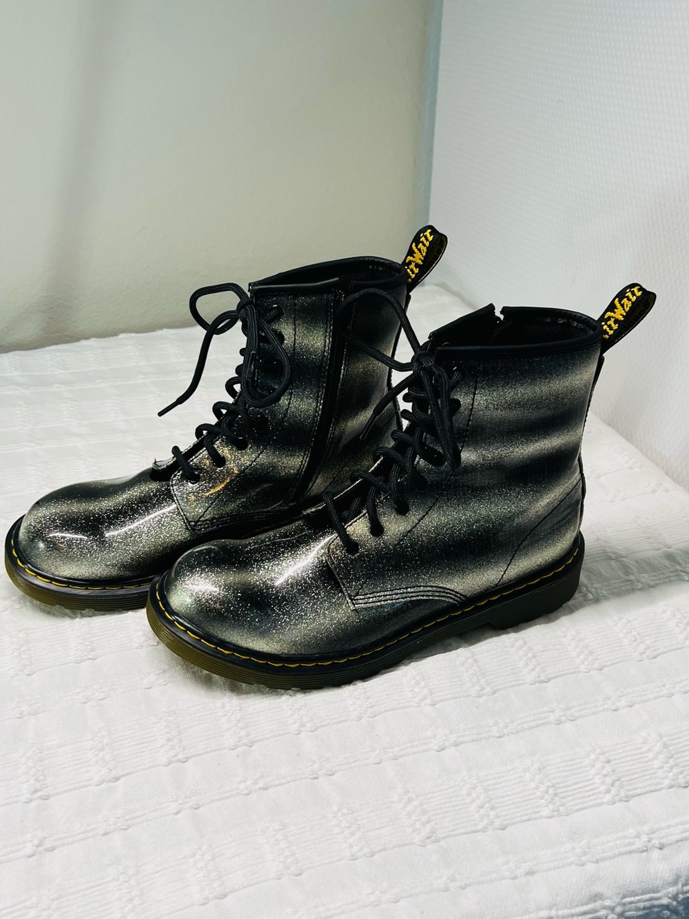 Dr. Martens Black Ombré Glittery Air Wait Boots - Picture 7 of 10